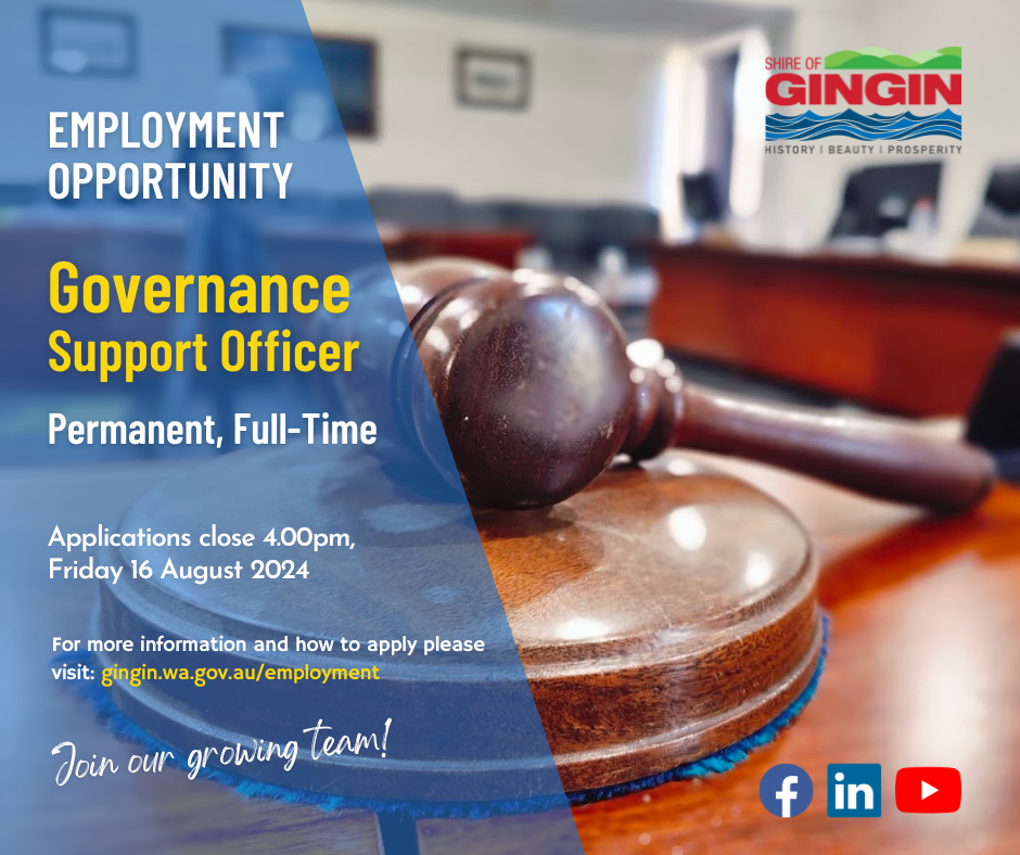 Employment Opportunity - Governance Support Officer » Shire of Gingin