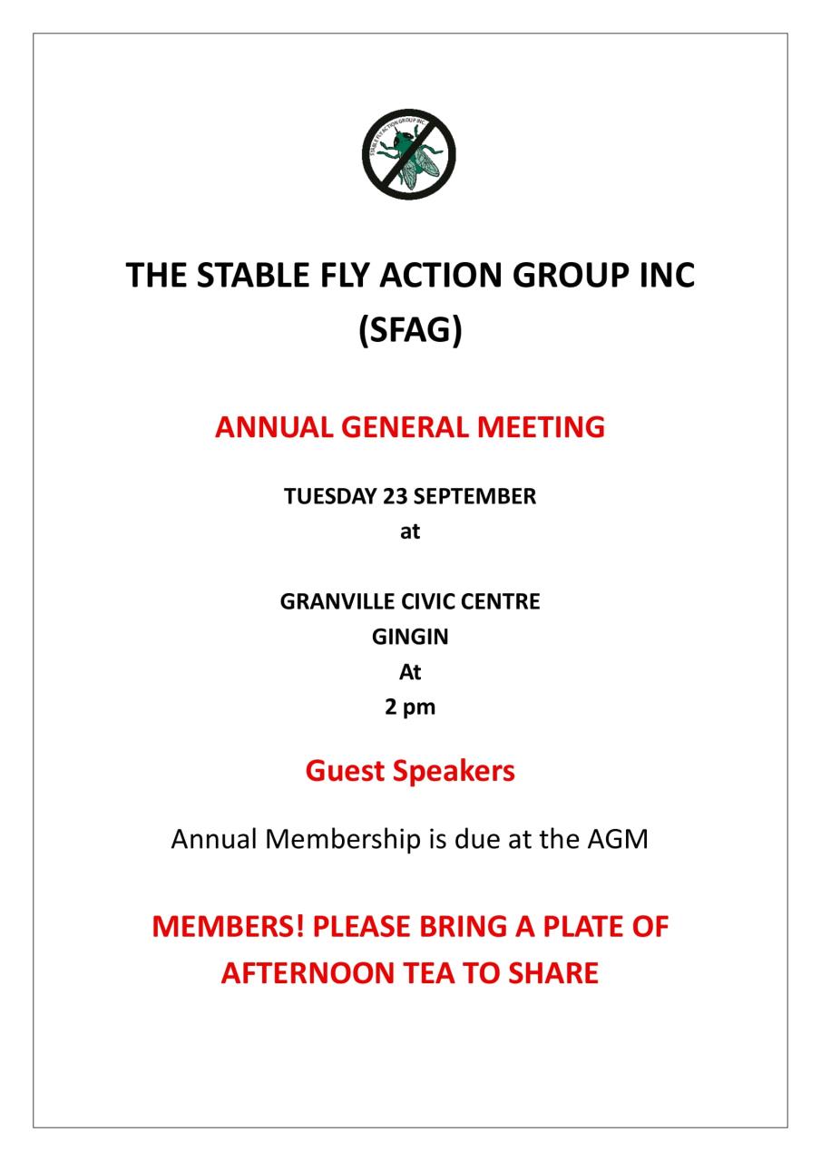 Stable Fly Action Group - Annual General Meeting