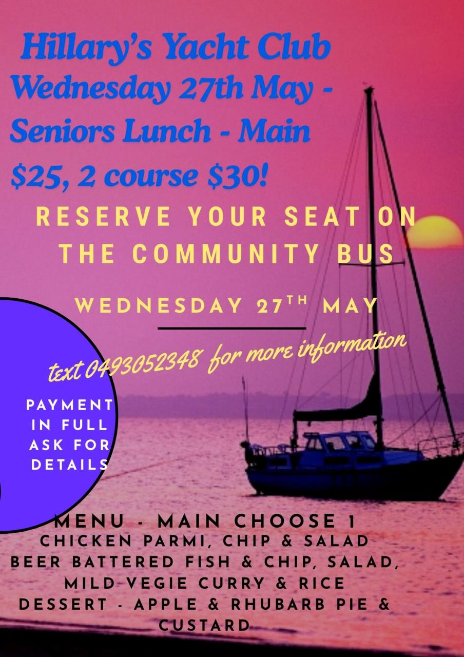 Lower Coastal Community Bus - Seniors Lunch (Hillary's Yacht Club)