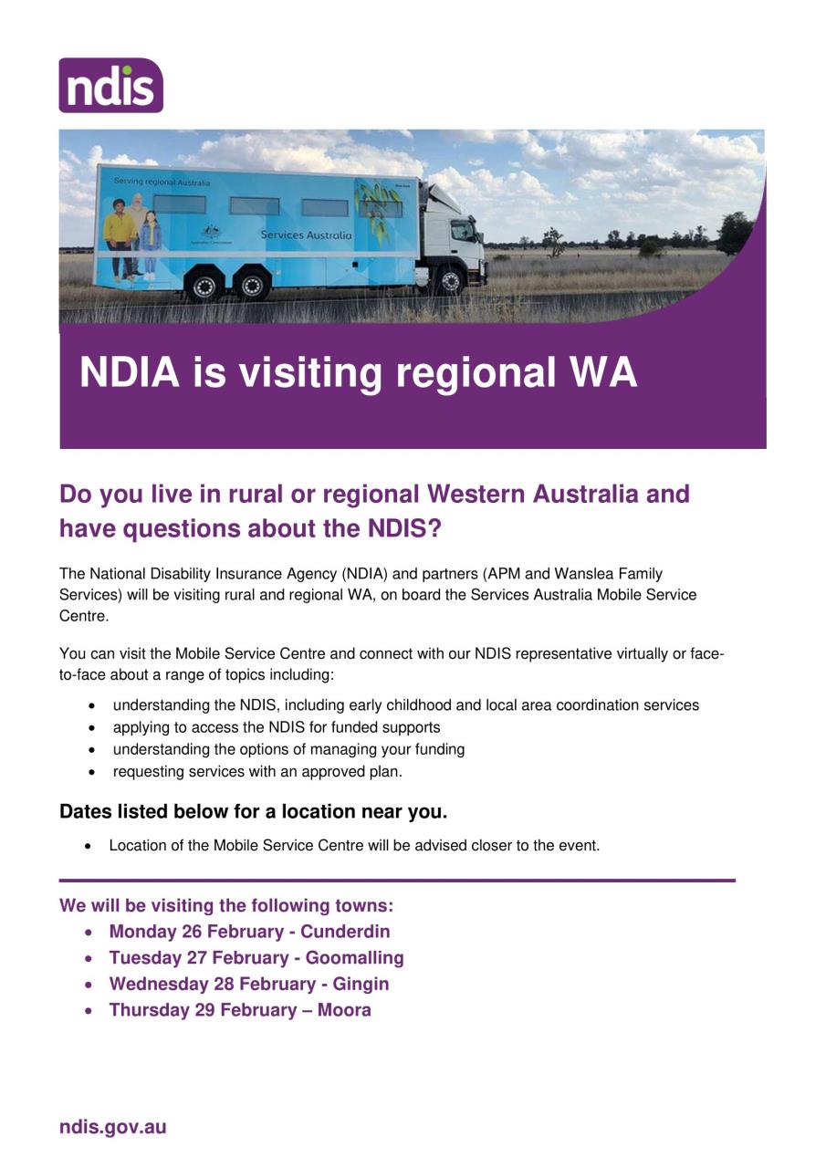 National Disability Insurance Agency & Mobile Service Centre Visiting
